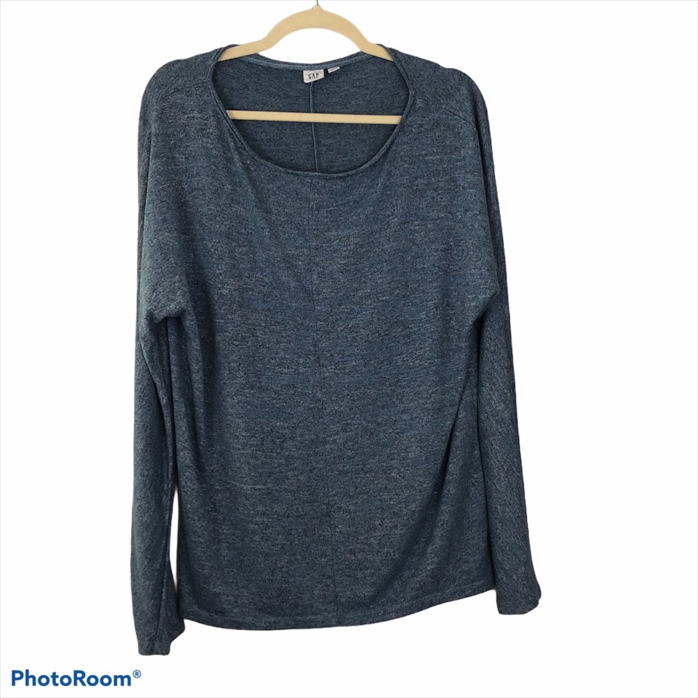 Gap Basic Round Neck Heather Blue Oversized Top